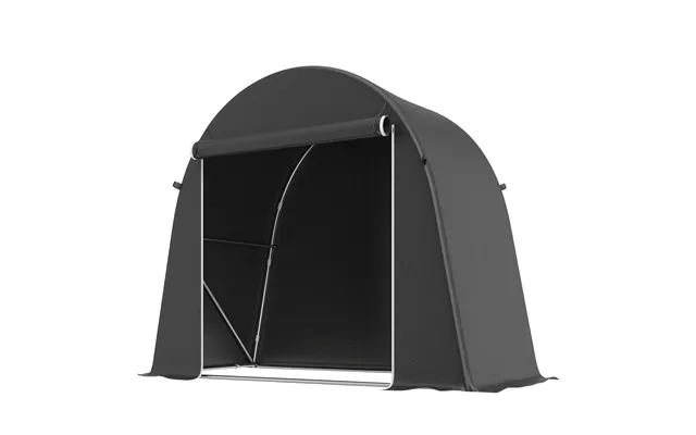 8 X 4 Ft Garden Storage Tent, Waterproof Bike Tent With Roll-up Zipper Door And Galvanised Metal Frame - Dark Grey