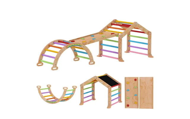 9 In 1 Toddler Climbing Frame With Ramp, Slide, Arch, Ladder, Blackboard For 18-48 Months - Multi-coloured