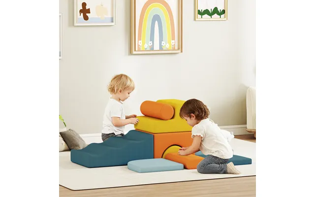 9-piece Soft Play Set - Kids Soft Play Foam Blocks With Detachable Cover For Climbing And Crawling