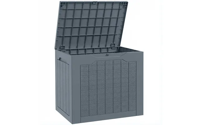 93l Plastic Garden Storage Box, Outdoor Storage Box With Handles, Waterproof Outdoor Storage Container - Light Grey product image