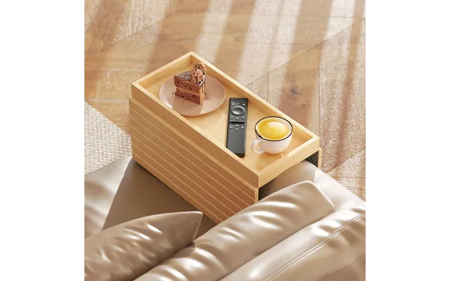 Bamboo Sofa Arm Tray - Foldable Anti-slip Armrest Tray For Drinks And Snacks