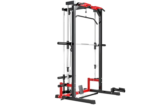 Cable Crossover Machine, Multi-function Power Rack With Pull Up Bar, Lat Pull Down System, Squat Rack, Barbell Bar - Bla