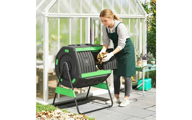 Garden Compost Bin - 200l Dual Chamber Tumbling Composter With Adjustable Vents