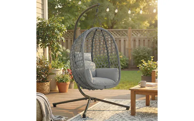 Hanging Egg Chair - Indoor Outdoor Rattan Hammock Swing Chair With Stand