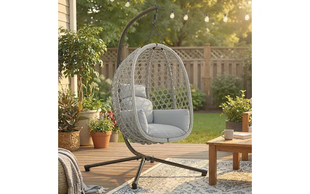 Hanging Egg Chair - Indoor Outdoor Rattan Hammock Swing Chair With Stand