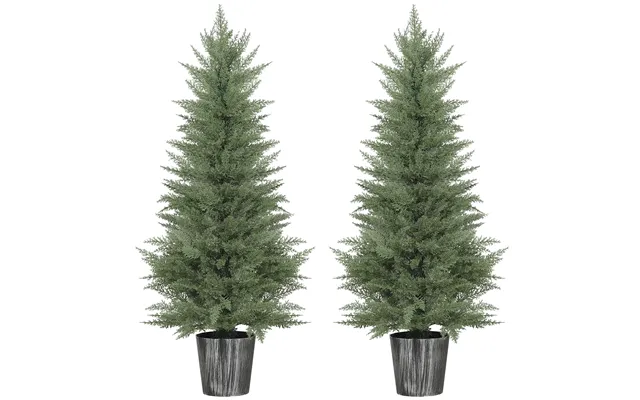Homcom 135cm Artificial Cypress Trees Set Of 2 - Uv Resistant Artificial Plants With Decorative Pot