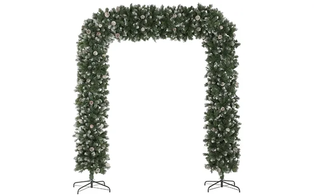 Homcom 8.2 Ft Snow Frosted Christmas Tree Arch - Christmas Arch Doorway Decor With 2100 Tips And 96 Pinecones