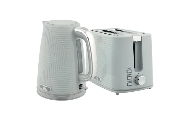 Homcom Modern Kettle And Toaster Set - Grey