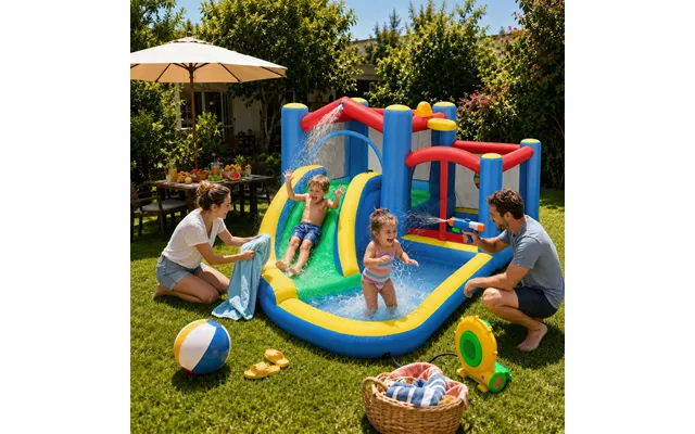 Inflatable Bouncy Castle With 550w Blower - Basketball Hoop