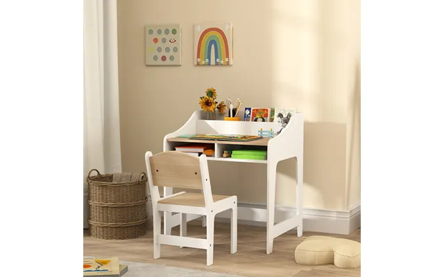 Kids Desk And Chair Set - Children Study Table With Storage And Shelves For Study Room