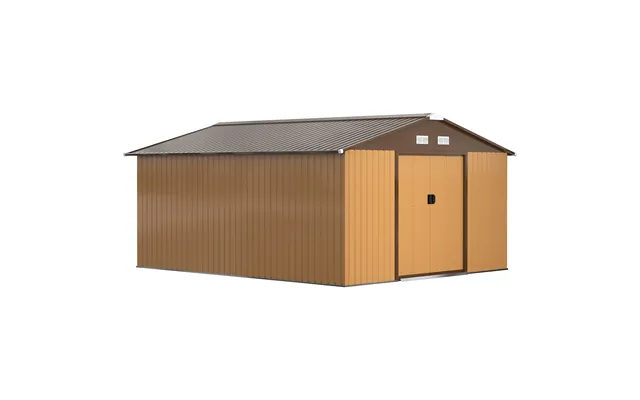 Mcl 13 X 11ft Metal Garden Shed, Outdoor Storage Tool House With Ventilation Slots, Foundation Kit And Lockable Double D product image
