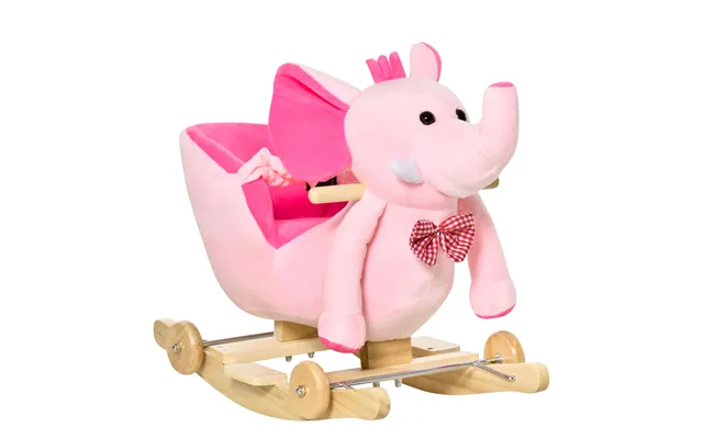 Mcl 2 In 1 Plush Baby Ride On Rocking Horse Elephant Rocker With Wheels Wooden Toy For Kids 32 Songs For 18 Months Pink 