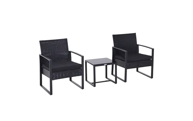 Mcl 2 Seater Rattan Coffee Set-black - Default Title