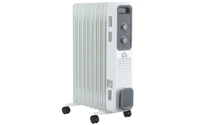 Mcl 2000w Oil Filled Radiator, 9 Fin, Portable Electric Heater With 3 Heat Settings, Safety Cut-off And Wheels, White - 