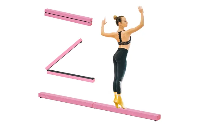 Mcl 2.4m 8ft Gymnastics Folding Balance Beam Home Gym Training Exercise Sports - Pink