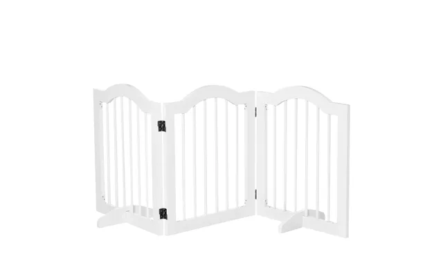 Mcl 3 Panels Dog Gate W Support Feet Fence Safety Barrier Freestanding Wood White - White