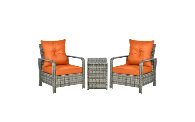 Mcl 3 Pieces Rattan Bistro Set - Wicker Garden Furniture Set With Storage Coffee Table And Chairs