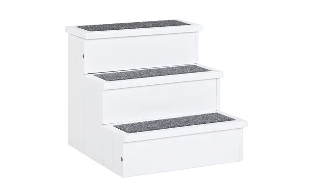 Mcl 3 Step Wooden Dog Steps Pet Stairs For Dogs - Cat Ladder For Bed Couch With Storage White