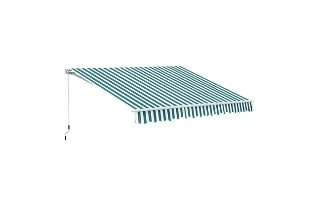 Mcl 3 X 2.5m Patio Awning, Anti-uv And Waterproof Sun Shade Canopy With Chain Drive And Hand Crank, Green White Stripes  product image