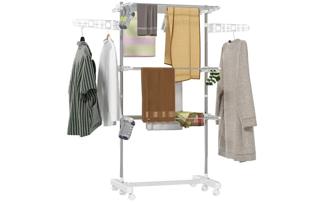 Mcl 3-tier Clothes Airer - Stainless Steel Foldable Clothes Drying Rack With Wheels And Wings product image
