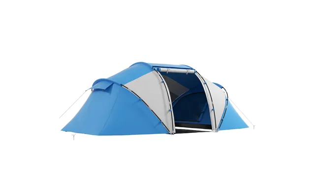 Mcl 4-6 Man Camping Tent W Two Bedroom, Hiking Sun Shelter, Uv Protection Tunnel Tent, Blue And White - Default Title