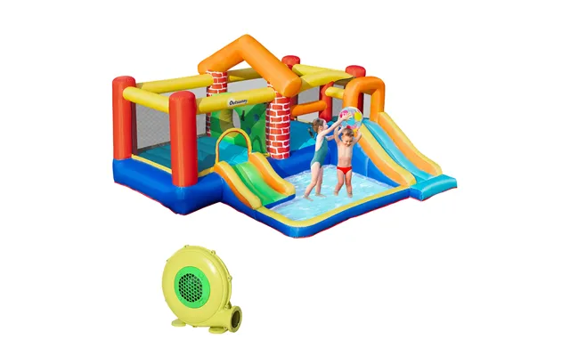 Mcl 4 In 1 Kids Bouncy Castle Extra Large Double Slides & Trampoline Design Inflatable House Pool Climbing Wall With Blo