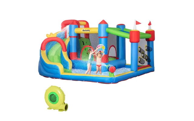 Mcl 6 In 1 Kids Bouncy Castle, With Water Slide, Water Gun, Climbing Wall, Air Blower For Indoors Outdoors, 3