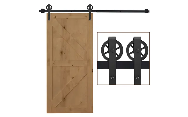 Mcl 6.6 Ft 2000mm Carbon Steel Sliding Barn Door Kits Hardware Closet Set Track System For Single Wooden Door Industrial