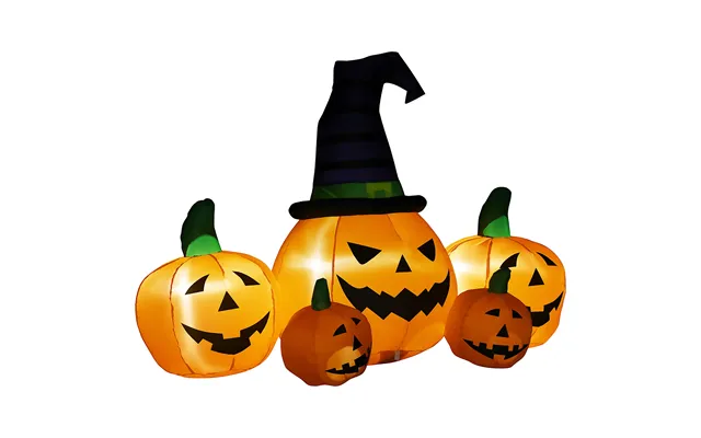 Mcl 6ft Inflatable Halloween Large Pumpkin In Hat With Four Small Pumpkins, Blow-up Outdoor Led Display For Lawn, Garden