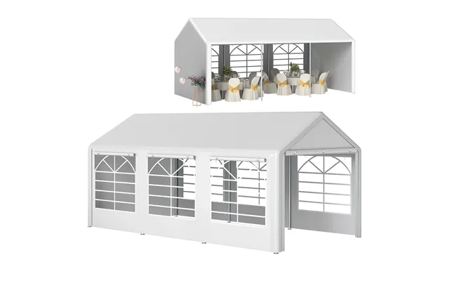 Mcl 6m X 3m Garden Gazebo Marquee Wedding Shelter Level 4 Wind Protection, White - Default Title product image