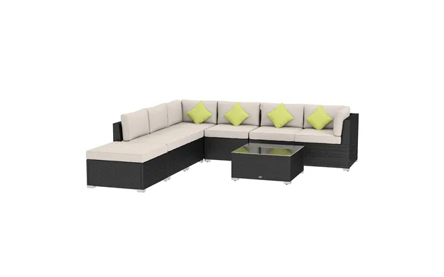Mcl 8 Piece Rattan Corner Sofa Set With Wide & Deep Seat - Assembled Aluminium Pe Rattan Garden Furniture Set With Thick