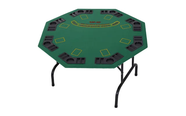 Mcl 8 Player Folding Games Poker Table With Chip Cup Holder Steel Base Felt Top Octagon Blackjack Green