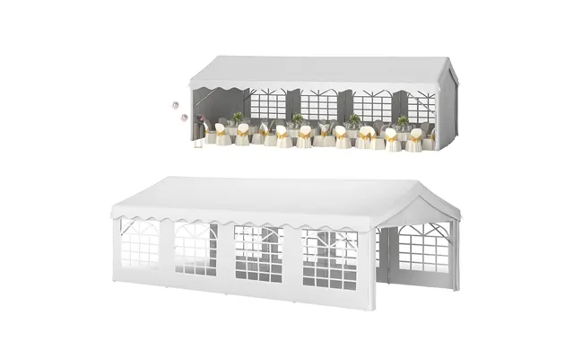 Mcl 8m X 4m Garden Gazebo Marquee Wedding Shelter Level 4 Wind Protection, White - Default Title product image