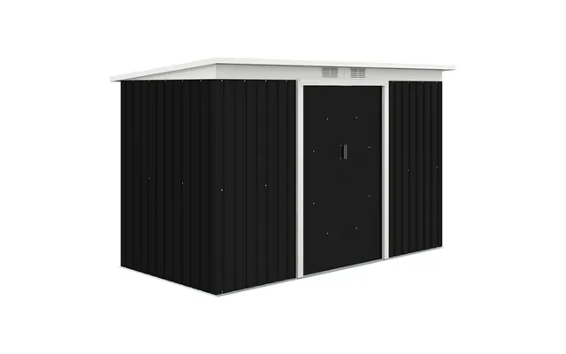 Mcl 9ft X 4ft Metal Garden Shed, Outdoor Tool House With Foundation Kit, Ventilations And Double Doors, Dark Grey - Dark product image