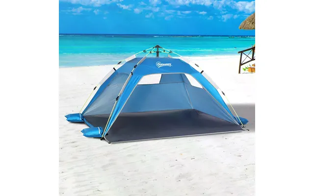 Mcl Beach Tent For 1-2 Person Pop-up Design With 2 Mesh Windows & 2 Doors Sky Blue