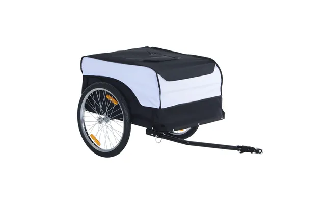 Mcl Bike Trailer Cargo In Steel Frame Extra Bicycle Storage Carrier With Removable Cover And Hitch White And Black - Def