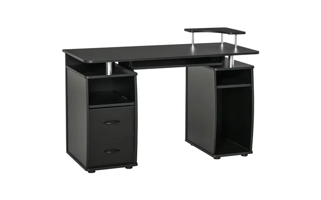 Mcl Computer Desk Office Pc Table Workstation With Keyboard Tray, Cpu Shelf, Drawers, Sliding Scanner Shelf, Black - Bla