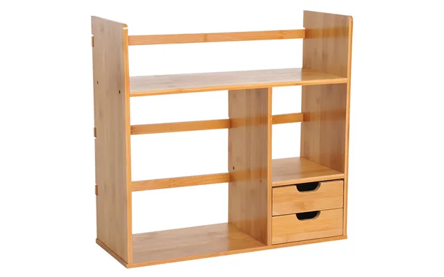 Mcl Desk Organiser Compartments Desktop Bookshelf Stationery Storage Shelf Document File Holder With 2 Drawers 2-way Rev