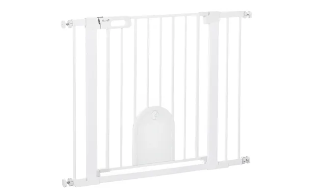 Mcl Dog Gate With Cat Flap Pet Safety Gate Barrier, Stair Pressure Fit, Auto Close, Double Locking, For Doorways, Hallwa