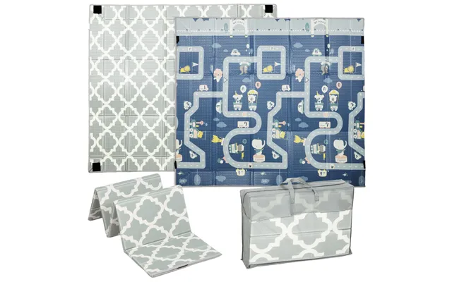 Mcl Foldable Baby Play Mat, Baby Playpen, Reversible Foam Playmat, Floor Mats For Toddlers, Traffic And Grey Diamond The