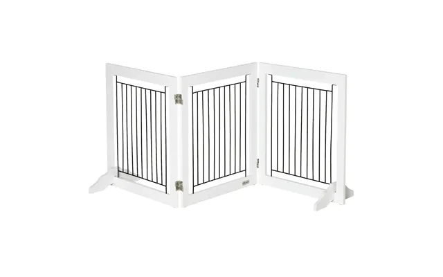 Mcl Foldable Pet Gate, With Three Panels & Two Support Feet - White