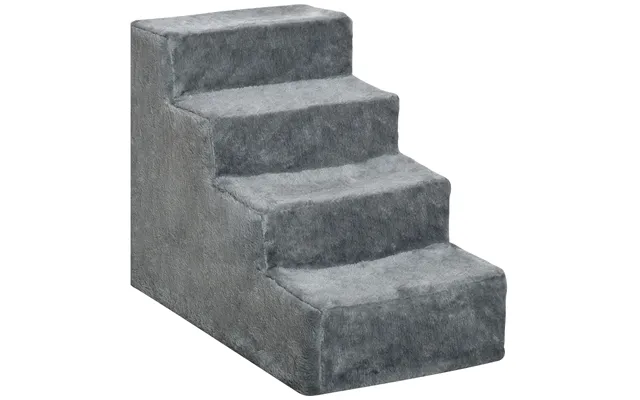 Mcl Four-step Dog Stairs, With Washable Plush Cover, For High Bed Sofa, Dog Stairs For Small Dog And Cat - Light Grey