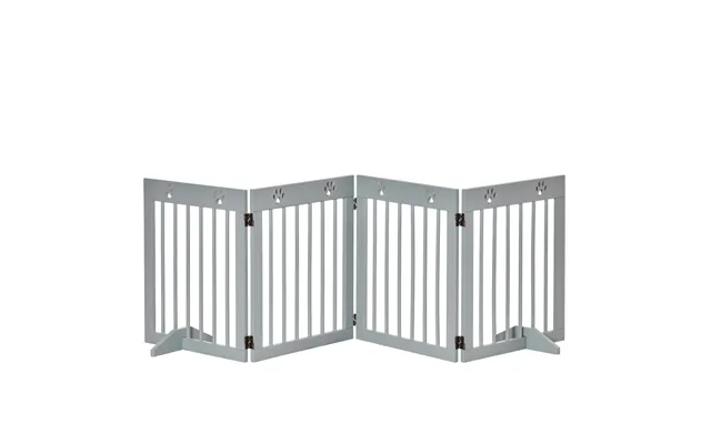 Mcl Freestanding Pet Gate 4 Panel Folding Wooden Dog Barrier W Support Feet - Greeney