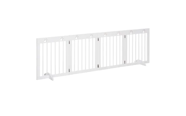 Mcl Freestanding Pet Gate 4 Panel Wooden Dog Barrier Folding Safety Fence With Support Feet Up To 204cm Long 61cm Tall F