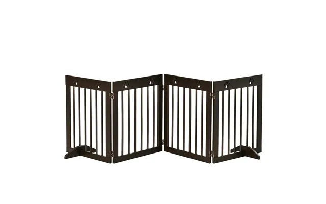 Mcl Freestanding Pet Gate 4 Panel Wooden Dog Barrier Folding Safety Fence With Support Feet Up To 204cm Long 61cm Tall F