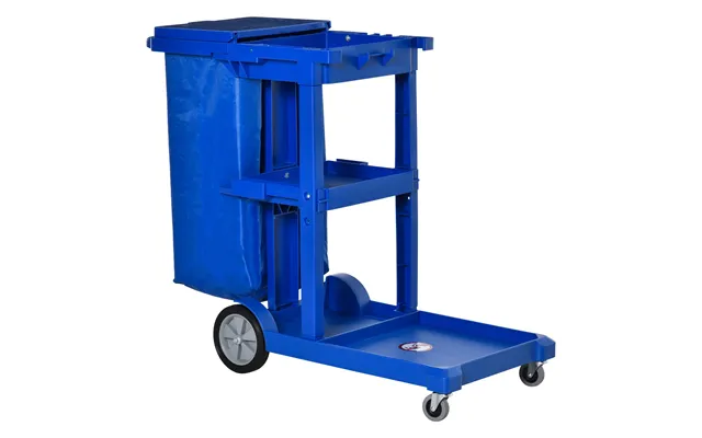 Mcl Janitor Cleaning Trolley, With Bin, Shelves And Hooks - Blue