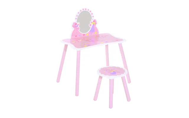 Mcl Kids Dressing Table Girls Pink Wooden Kids Dressing Table & Stool Make Up Desk Chair Toys Fairy Dresser Play Set W M
