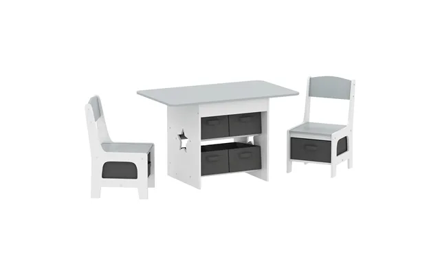 Mcl Kids Table And Chair Set, Toddler Table And 2 Chairs Set With 6 Removable Drawers, For Boys Girls Ages 3-8, Light Gr