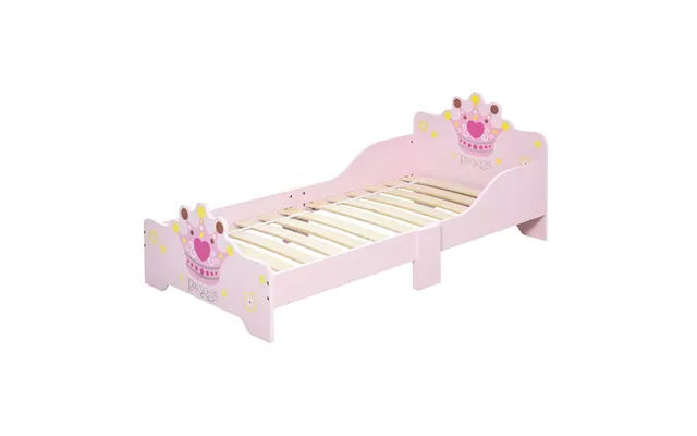Mcl Kids Toddler Bed Princess Crown Theme Safety Side Rails Slats Home Bedroom Furniture Boys Girls 3-6 Yrs Pink 143 X 7