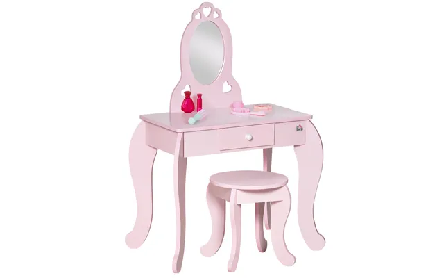 Mcl Kids Vanity Table & Stool Girls Dressing Set Make Up Desk Chair Dresser Play Set With Mirror Pink - Default Title